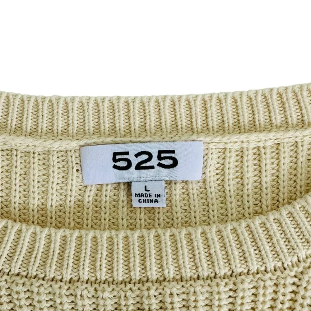 525 America Women's Size L Ombre Shaker Knit Cotton Cream Blue Sweater